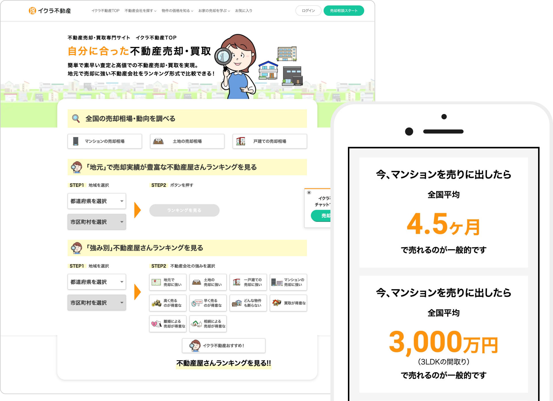 事業内容：不動産売却マッチングプラットフォーム「イクラ不動産」の企画・運営