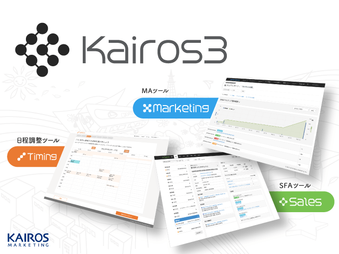 事業内容：営業とマーケティング活動を支えるITツール「Kairos3」の提供