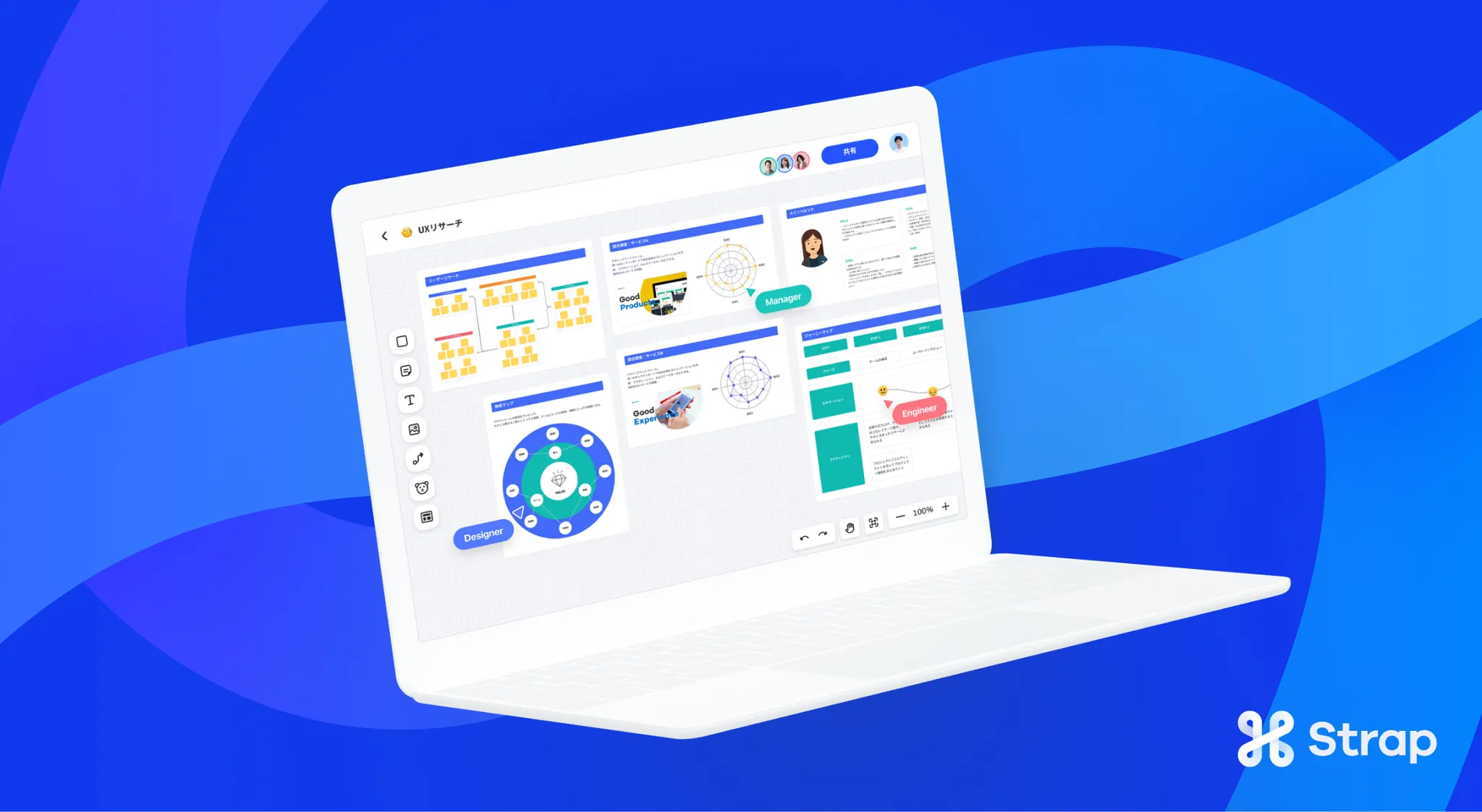 事業内容：自社SaaSサービス/オンラインホワイトボード『Strap』